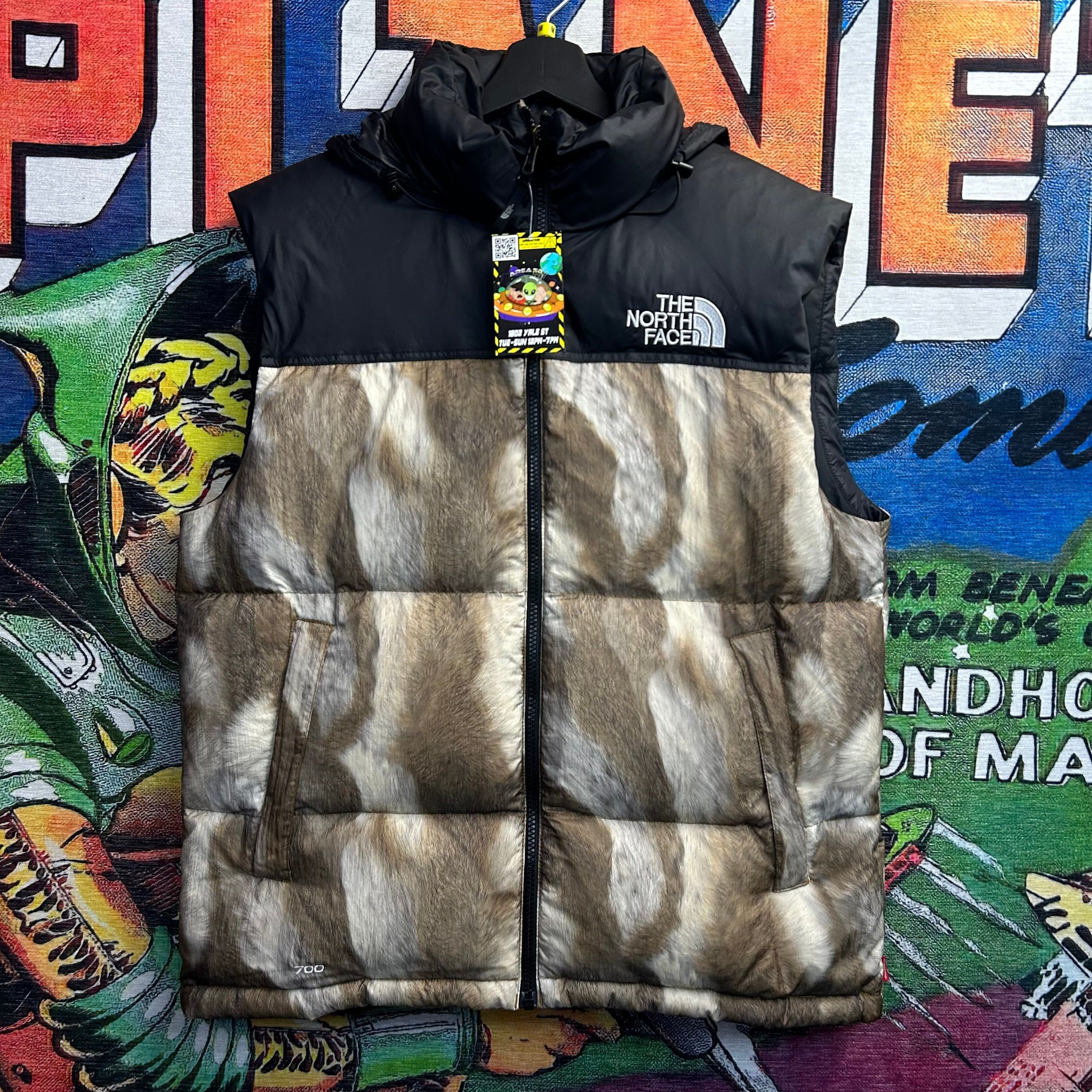 Supreme Supreme X The North Face Fur Print Puffer Vest FW13 Size Med |  Grailed