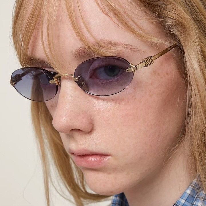 Miu Miu Miu Miu MUA54S ZVN5D1 Sunglasses Gold Oval Rimless Frame Size ONE SIZE - 2 Thumbnail