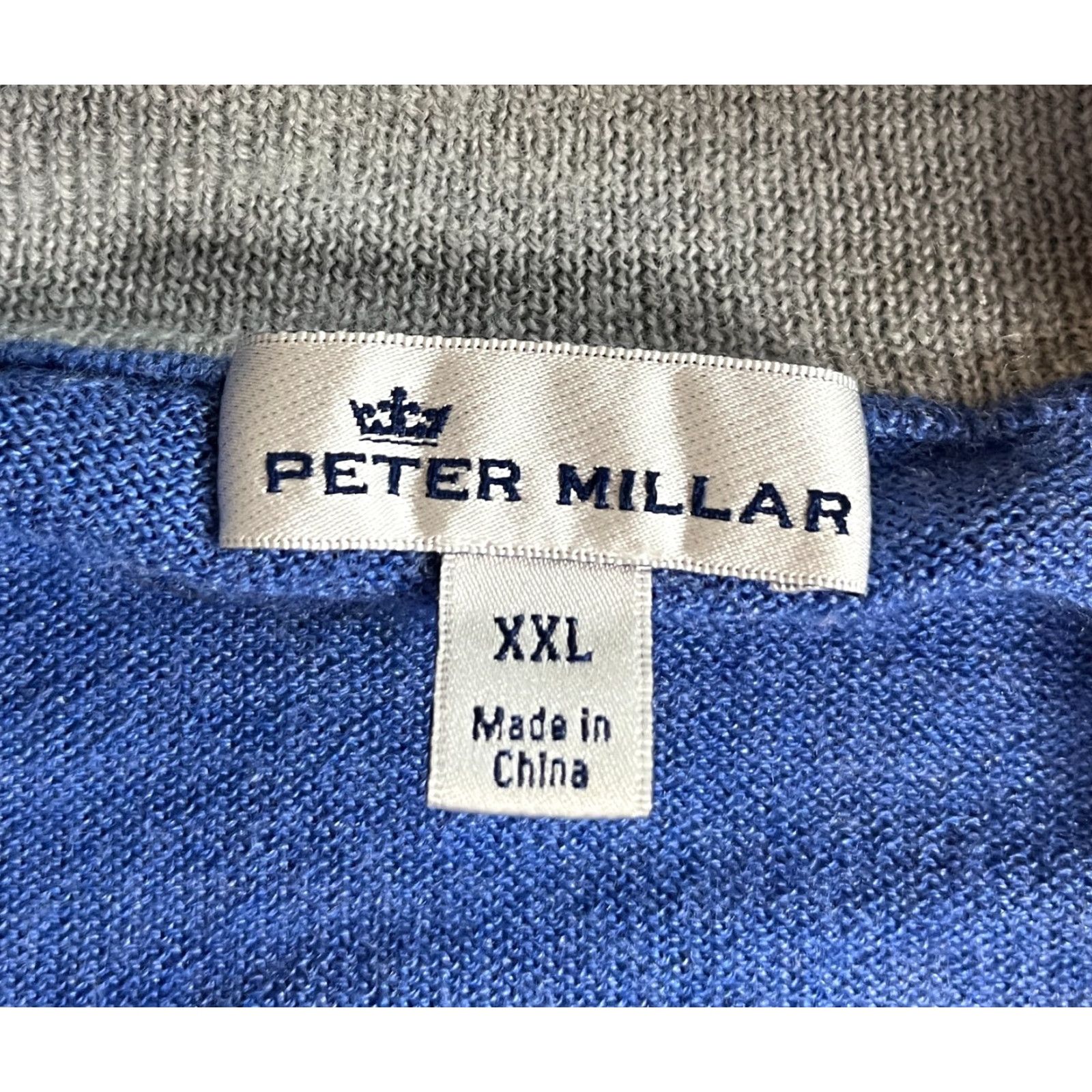 Peter Millar Peter Millar Nappa Trimmed 1/4 Zip Sweater Mens Merino Wool Silk Blue 2XL Regular Pullover Mock Neck Vintage/Preppy Style Size US XXL / EU 58 / 5 - 7 Thumbnail