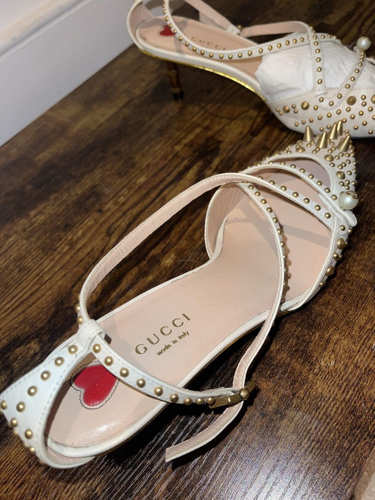 Gucci Gucci Gold Stud UNIA Kitten Heels Size US 8 / IT 38 - 5 Thumbnail