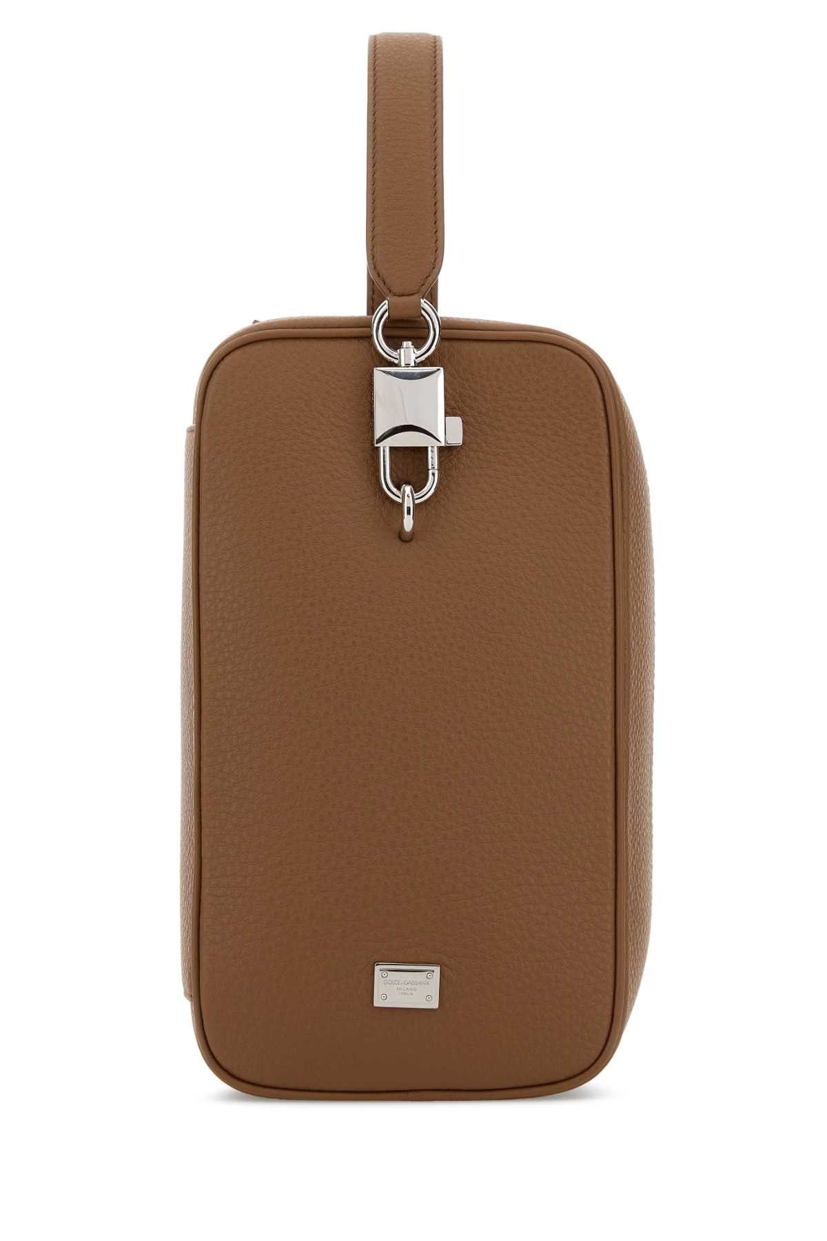 Dolce & Gabbana Camel Leather Lock Handbag Size ONE SIZE - 1 Thumbnail