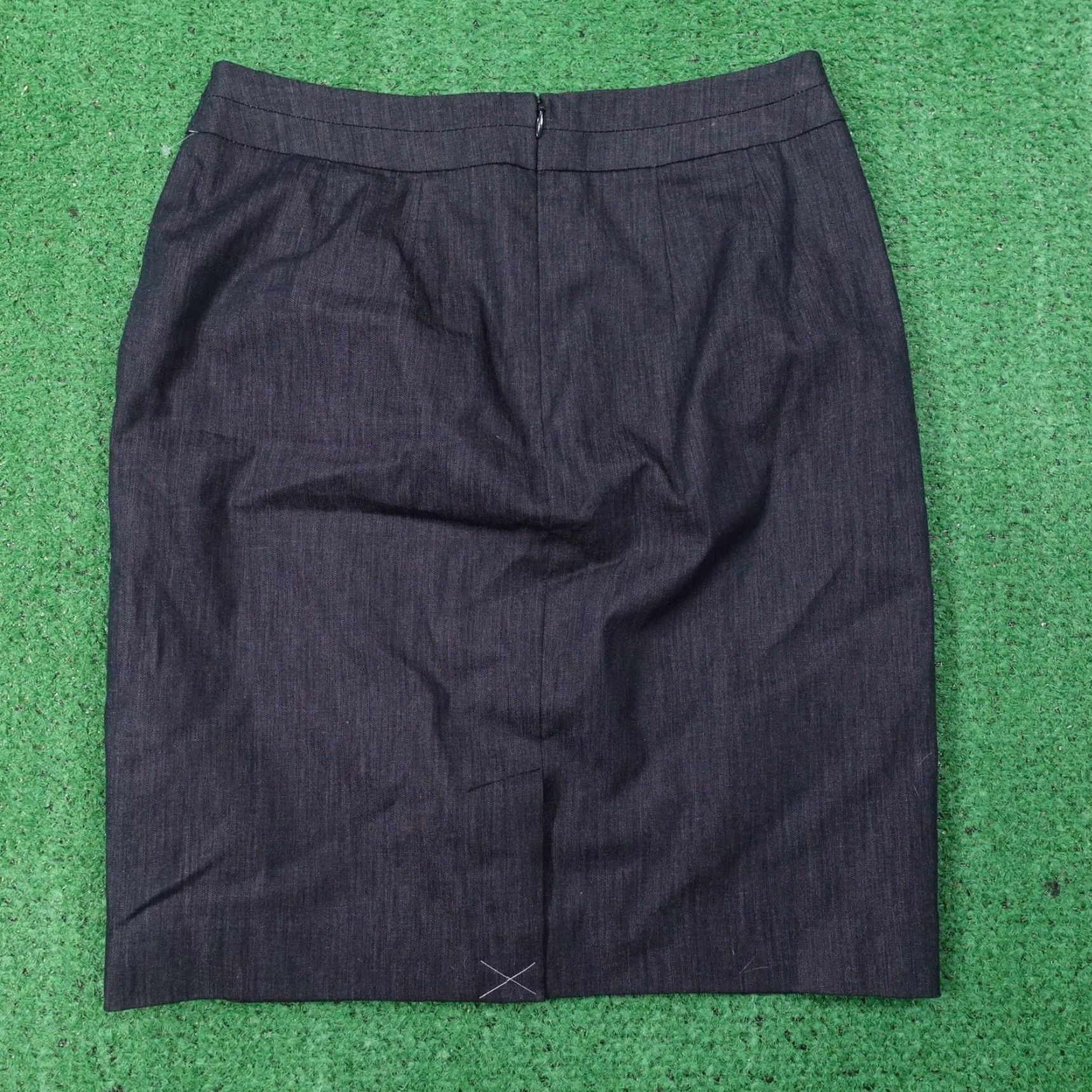 Loft LOFT Skirt Womens 2P Gray Knee Length Straight Pencil Zip Back Lined Pockets Denim Stretch 95% Cotton 5% Spandex Menus Fall Business Women Size 26" / US 2 / IT 38 - 3 Thumbnail