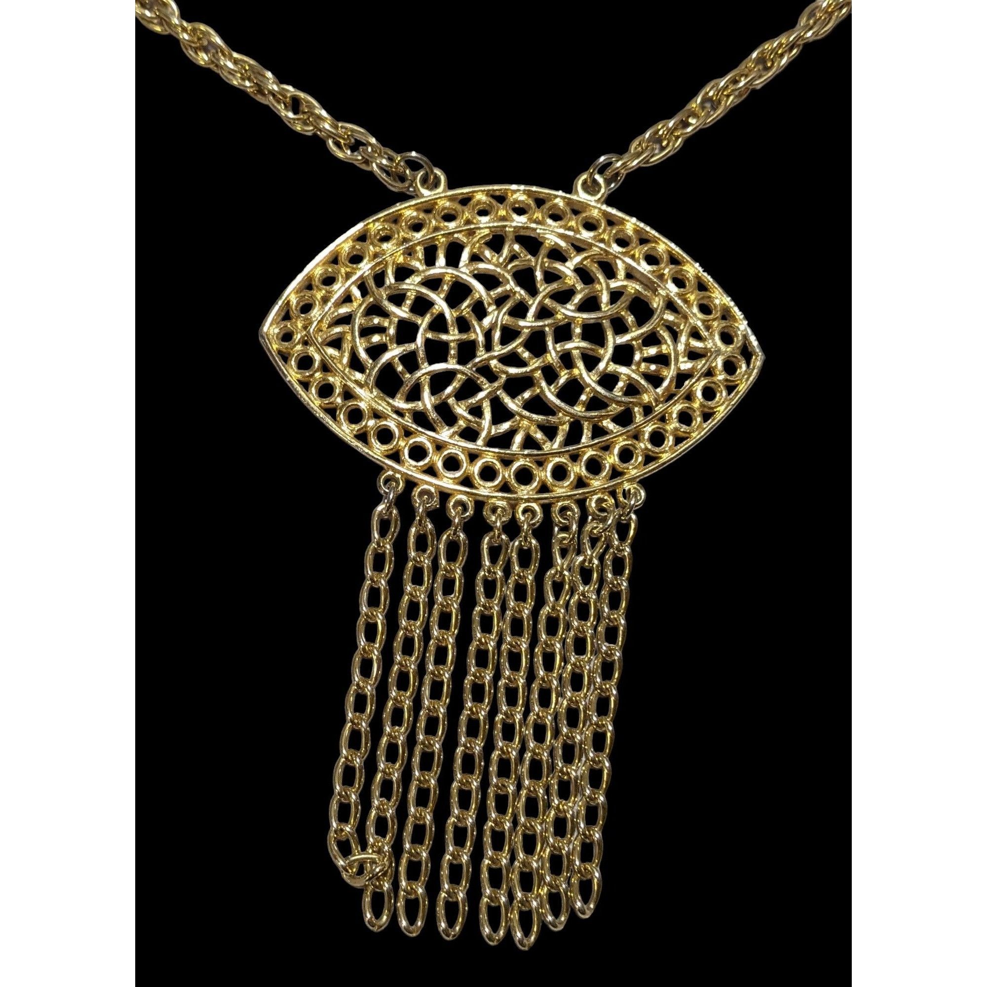 Other Gold Fringe Open Floral Medallion Necklace Size ONE SIZE - 3 Thumbnail