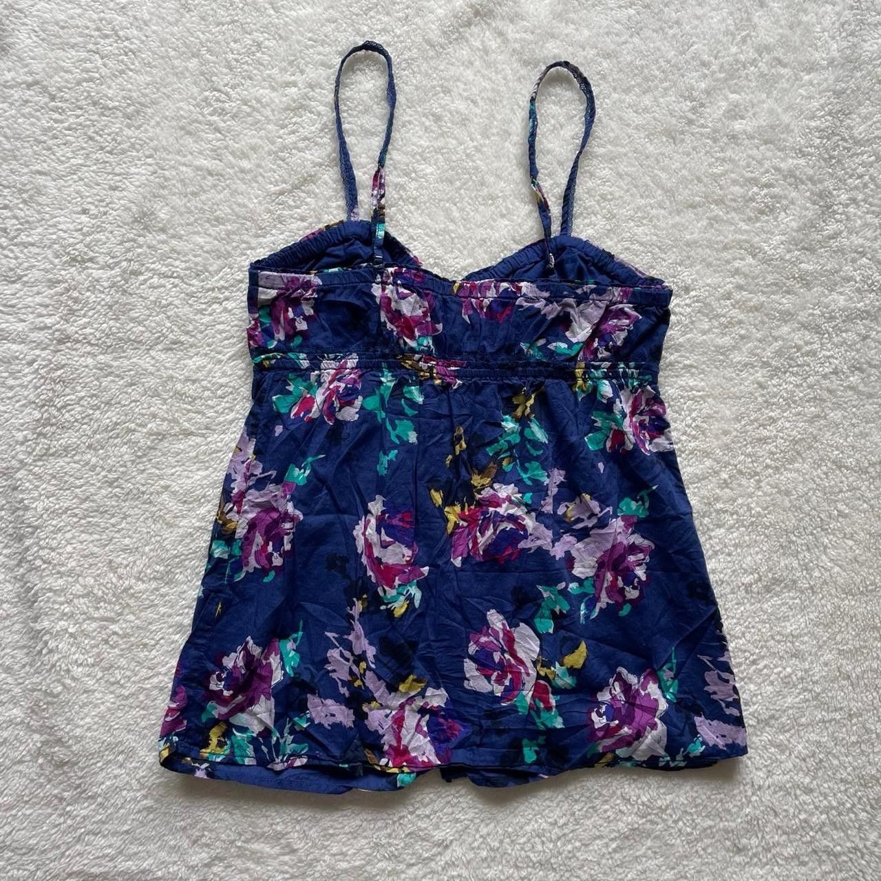 Garage 2000s Garage Blue Floral Babydoll Tank Top Size M / US 6-8 / IT 42-44 - 3 Thumbnail