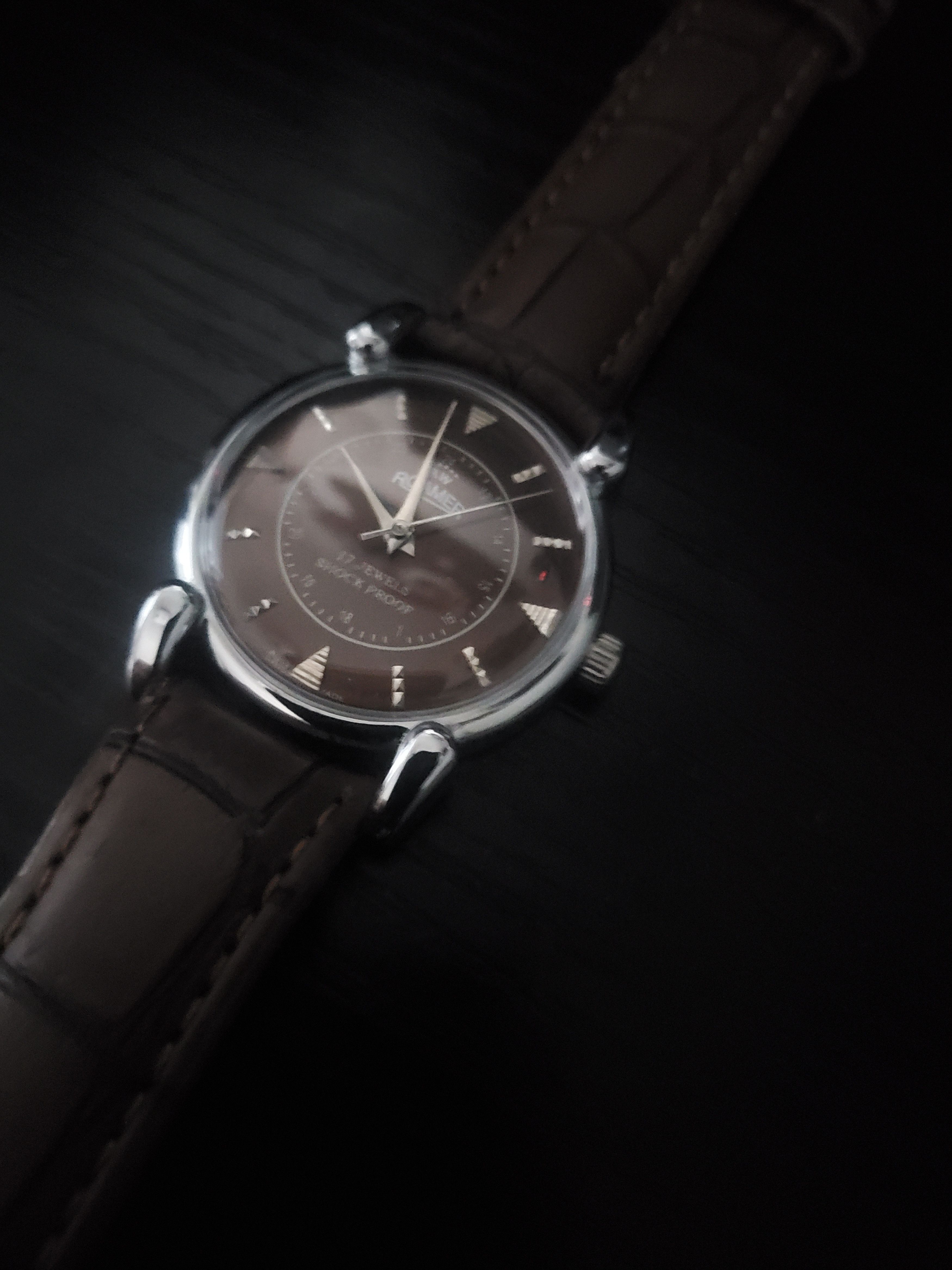 image of Roamers Vintage Roamer St96 Swiss Mechanical Men's Watch in Brown/Silver