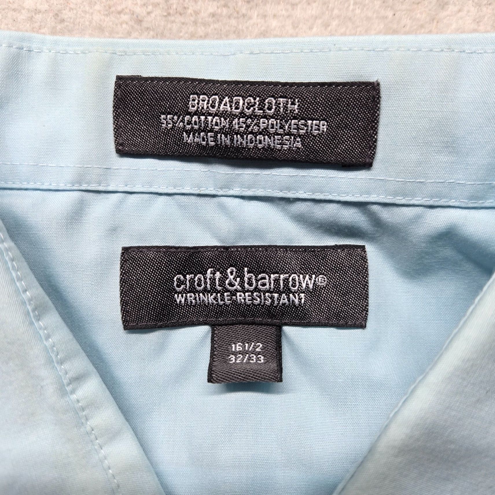 Croft & Barrow Croft & Barrow Shirt Men 16.5 Blue Button-Up Long Sleeve Solid Cotton Polyester Classic Big & Tall Adults Mens Size US XL / EU 56 / 4 - 3 Thumbnail
