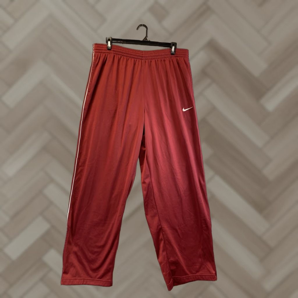 Nike Nike Track Pants Mens XXL 2XL Elastic Waist Straight Leg Zip 30-72 Maroon Size US 39 - 1 Thumbnail