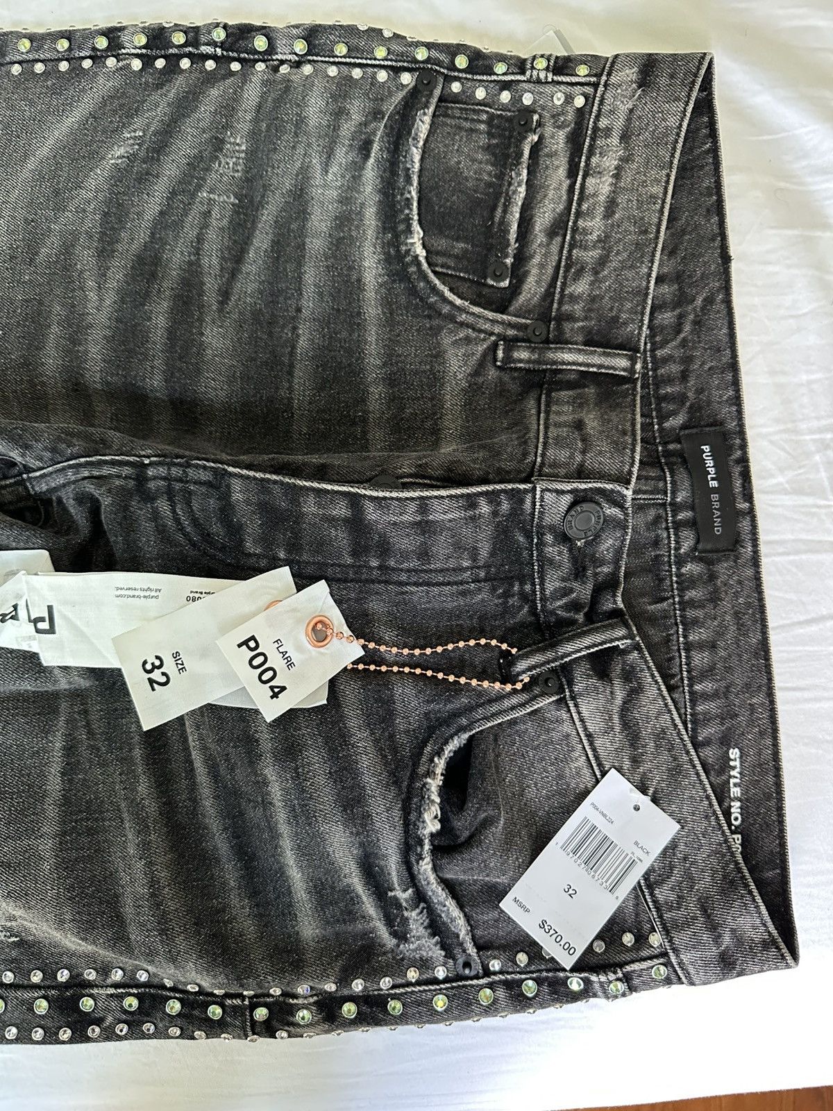 Purple Brand Vintage flared jeans with crystals P004 Size US 32 / EU 48 - 4 Thumbnail