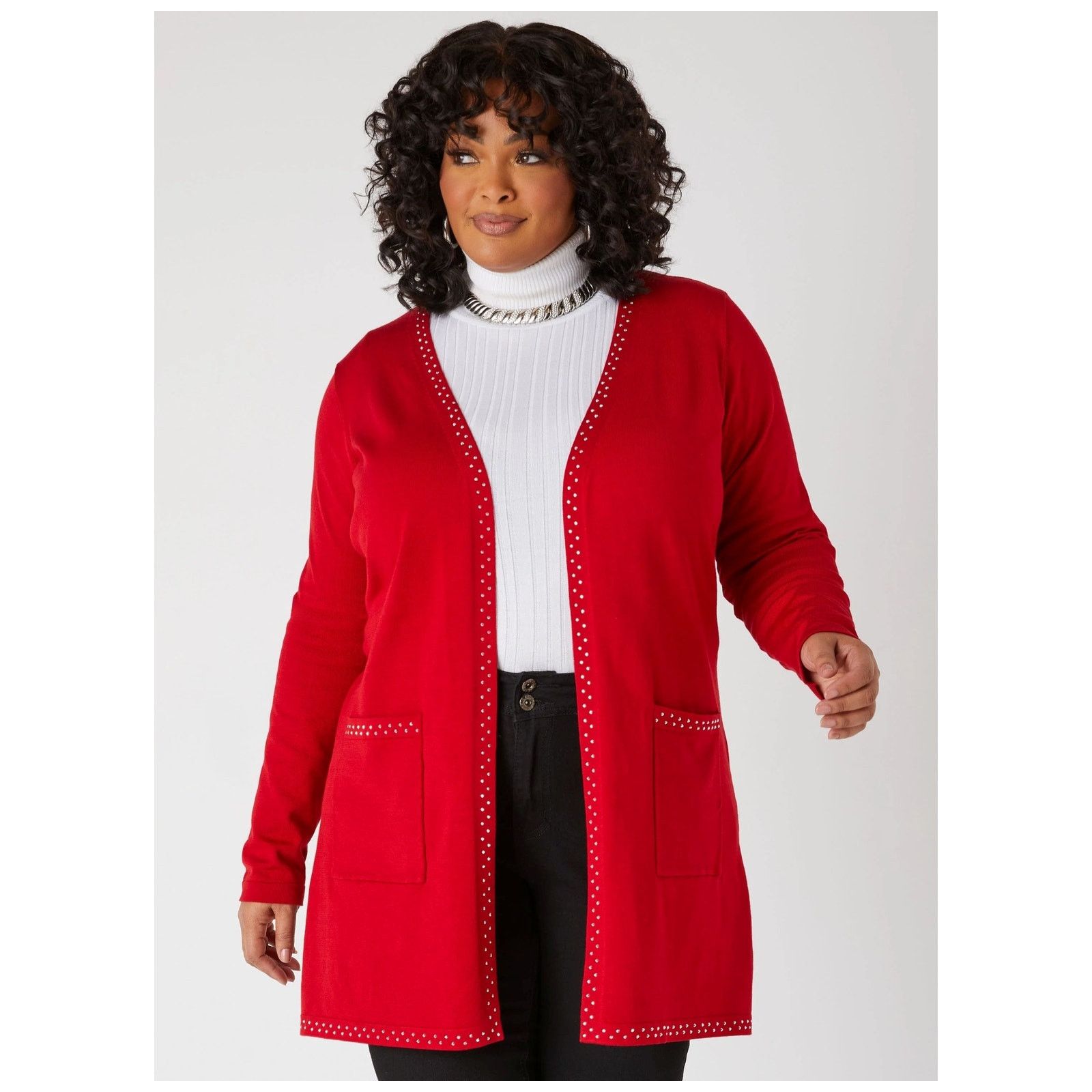 Other Women's Size 18/20 | Crystal Trim Belted Knit Cardigan | NEW Size XXL / US 16-18 / IT 52-54 - 1 Thumbnail