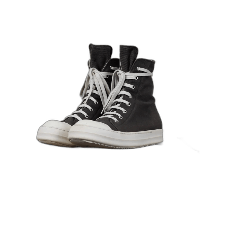 rickowens gray high-top sneakers
