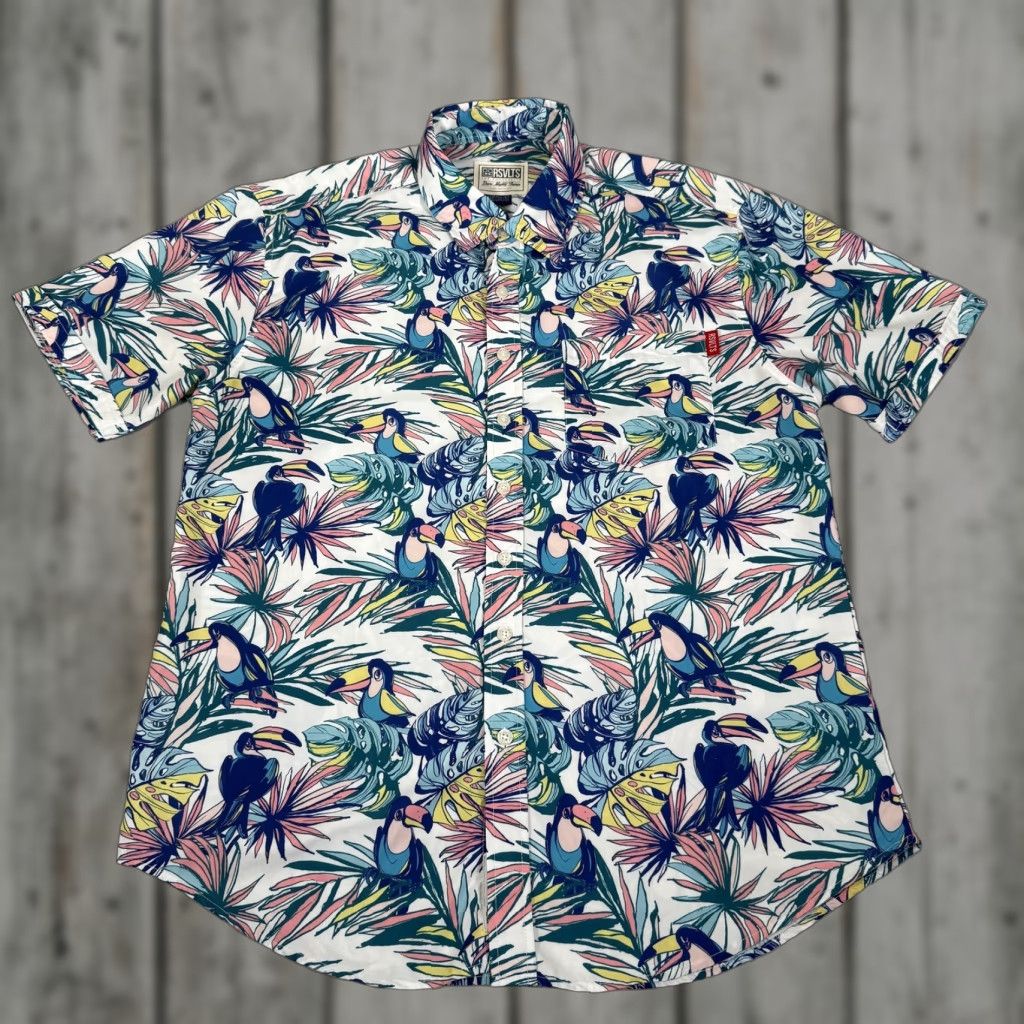 ALOHAS RSVLTS Shirt Mens Medium Multicolor Toucan Tropical Hawaiian Button Up Aloha Size US M / EU 48-50 / 2 - 1 Thumbnail