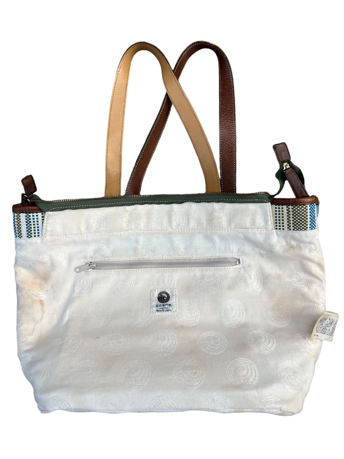 Leather Vintage Matsuemon Sail Japan Patina Leather Cotton Tote Bag Size ONE SIZE - 21 Thumbnail