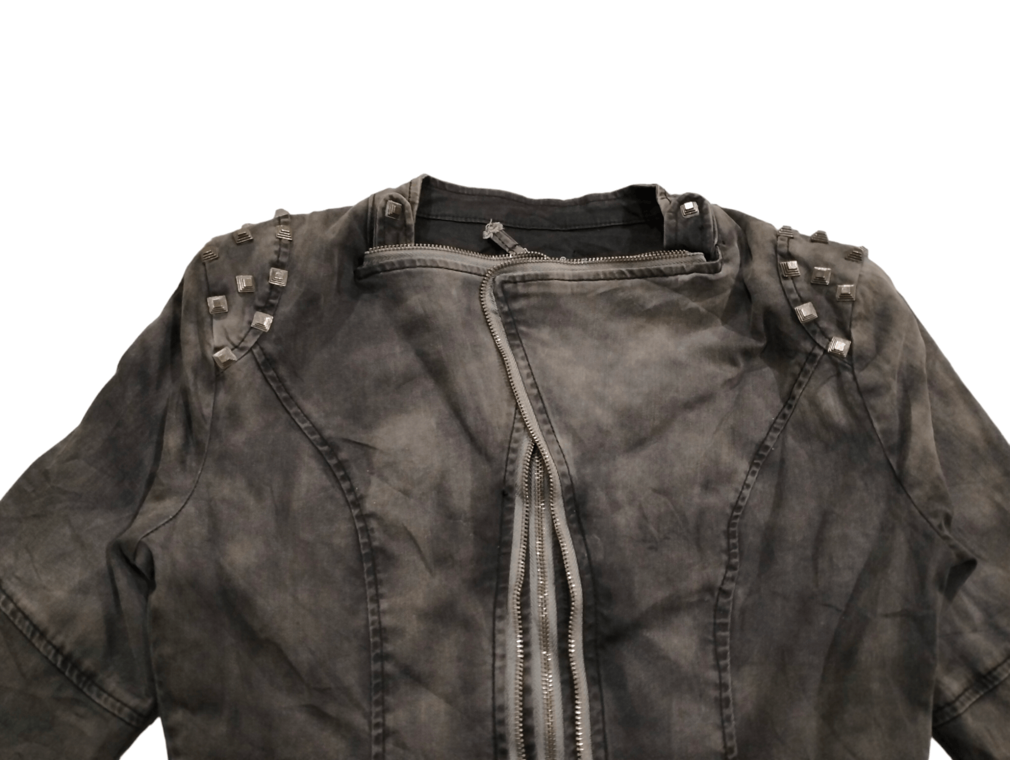 Japanese Brand RARE💥Echolove Zippers and Studs Black Washed Denim Jacket Size S / US 4 / IT 40 - 3 Thumbnail
