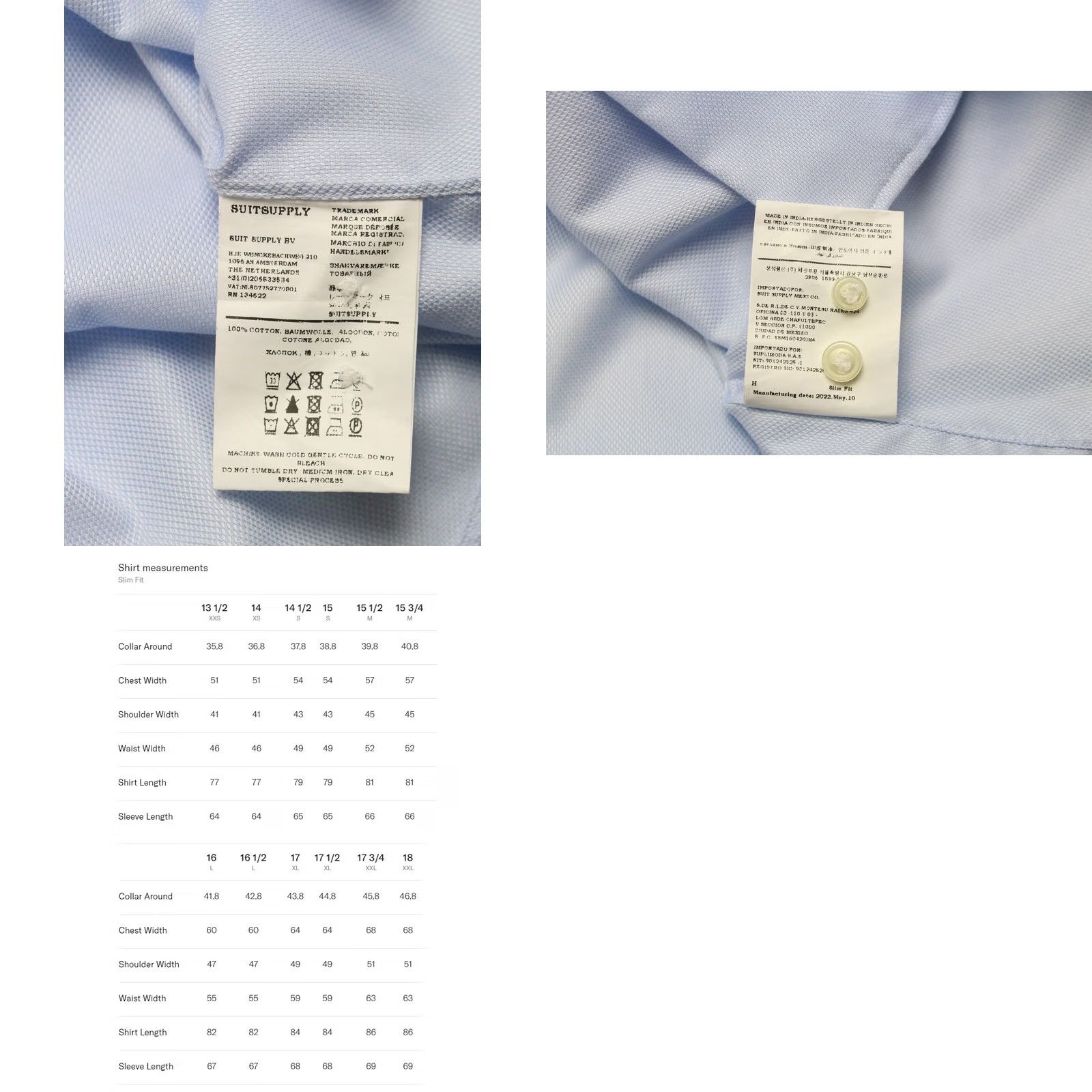 Suitsupply SUITSUPPLY Formal Shirt Men's Slim Fit Button Blue 42 / 16 1/2 Size 42R - 8 Thumbnail