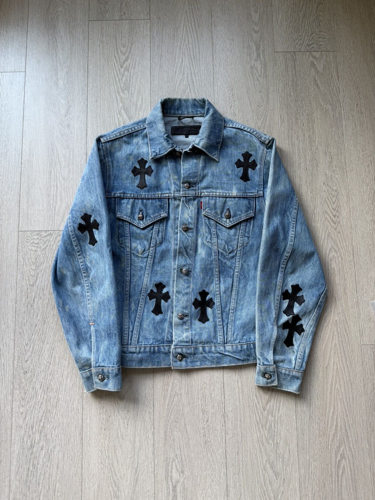 Chrome hearts levis cross patches denim jacket