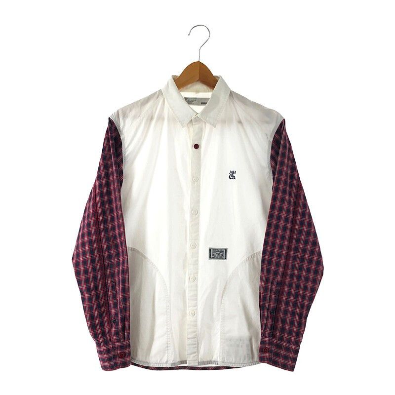 image of Neighborhood Shirt Brixton Long Sleeve Button Up Check Sleeve White, Men's (Size Small)
