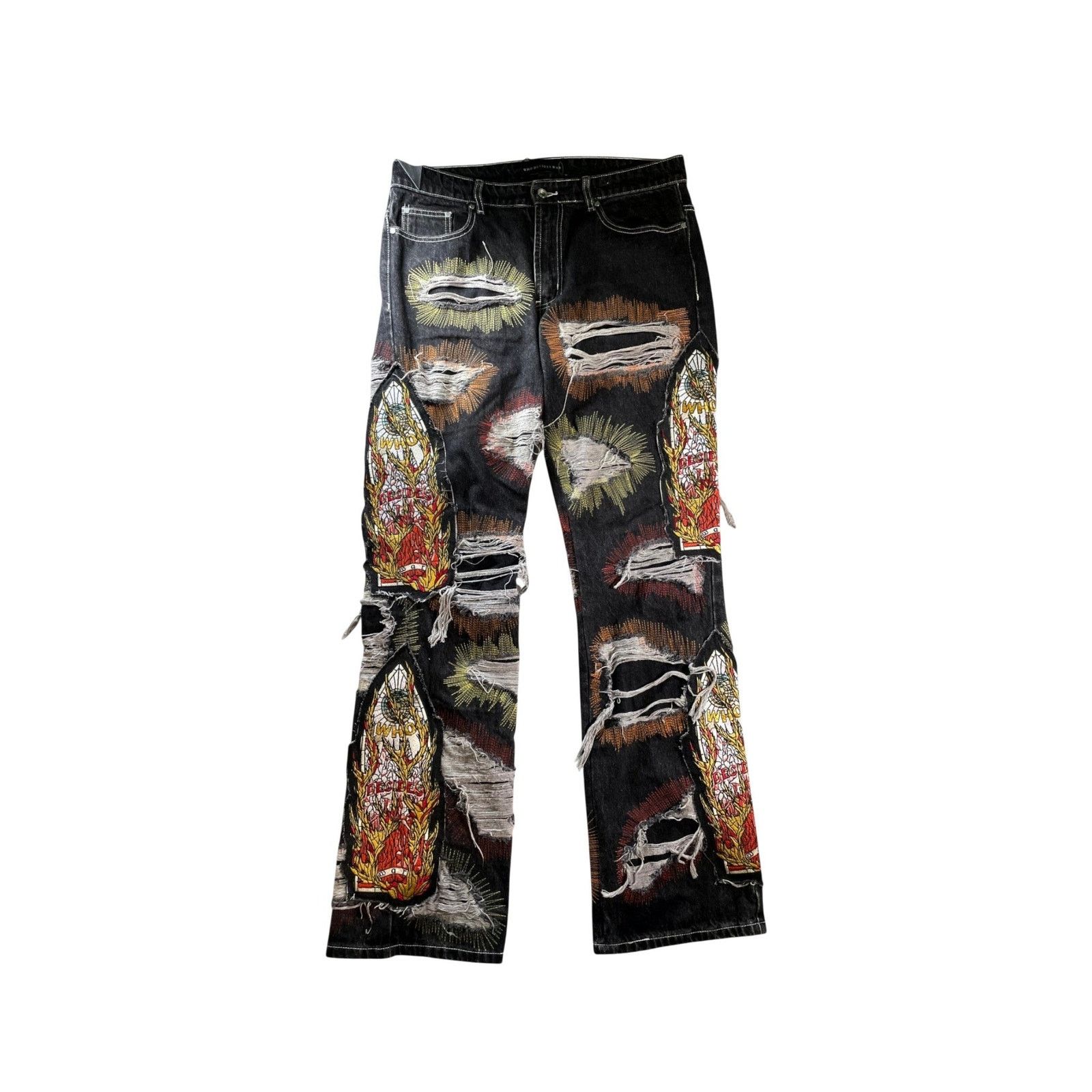 Who Decides War Who Decides War Flames Black & Red Jeans Size US 34 / EU 50 - 1 Thumbnail