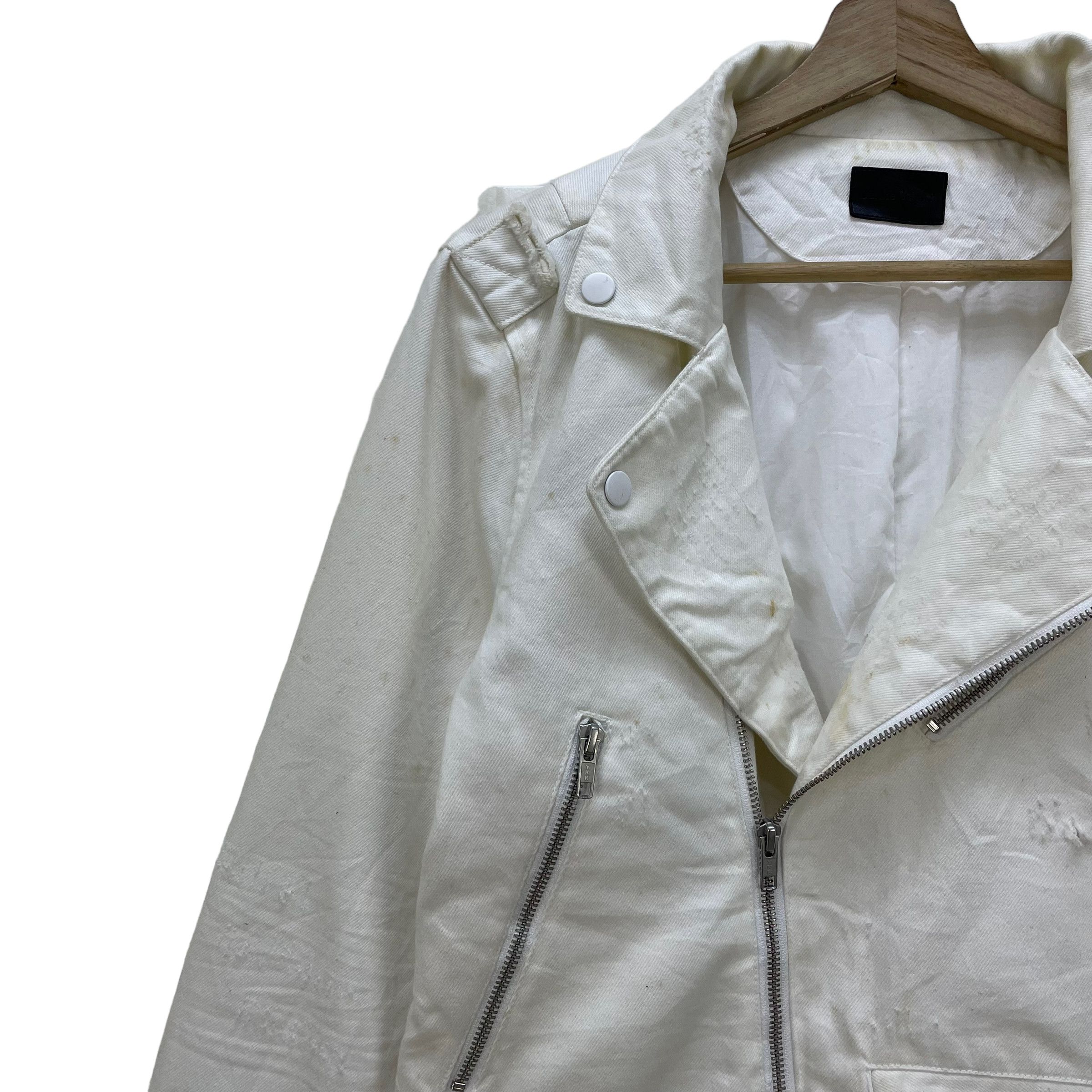 Japanese Brand Japanese Danke Schon Distressed Denim Jacket Double Collar Size M / US 6-8 / IT 42-44 - 3 Thumbnail
