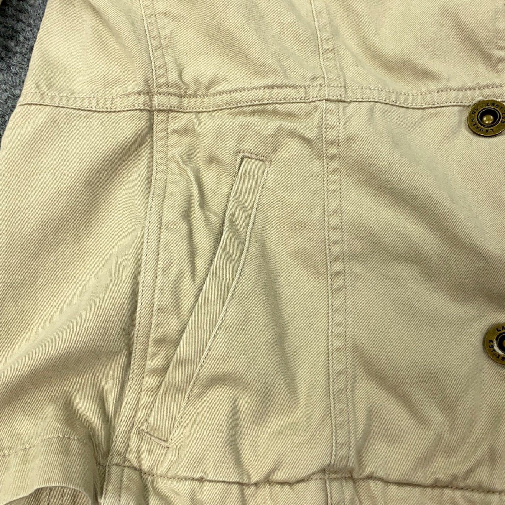 Ralph Lauren VINTAGE Ralph Lauren Lauren Naval Supply Company Jacket Womens Large Beige Moto Twill Cotton Biker 90s Classic Size L / US 10 / IT 46 - 4 Thumbnail