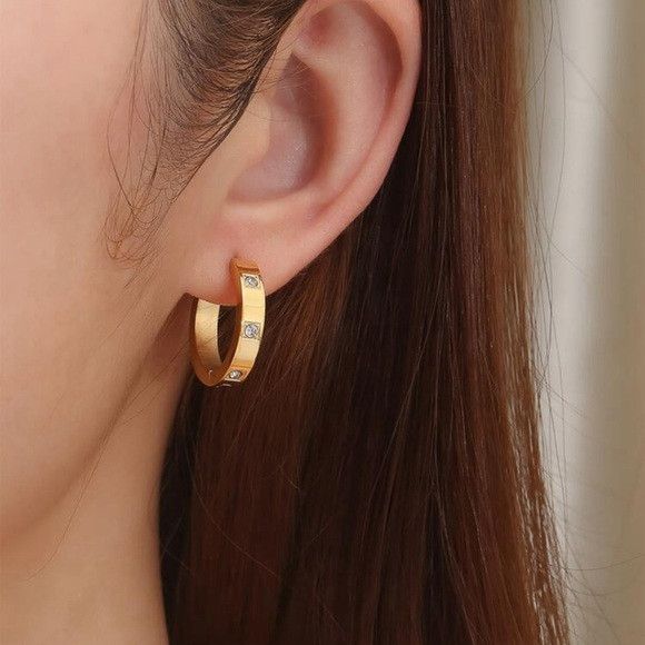 Other 1 Pair Women Stainless Steel Hoop Earring Size ONE SIZE - 2 Thumbnail