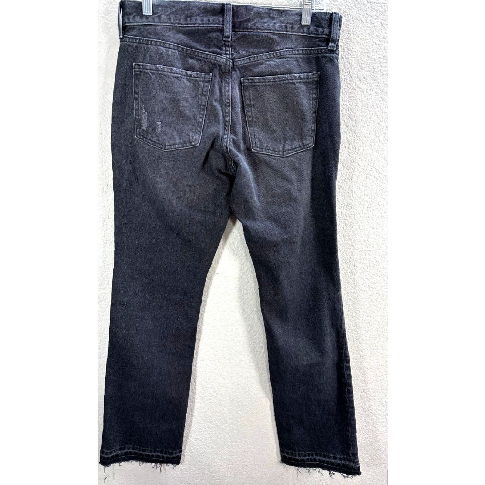Old Navy VINTAGE Old Navy Jeans Bootcut Women 4 Black Distressed Frayed Cotton NWT Size 27" / US 4 / IT 40 - 6 Thumbnail