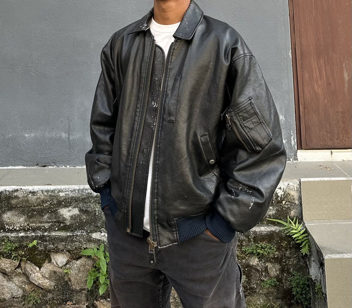 Vintage 👹Vintage Airborne US Airforce Leather Bomber Jacket Size US M / EU 48-50 / 2 - 4 Thumbnail