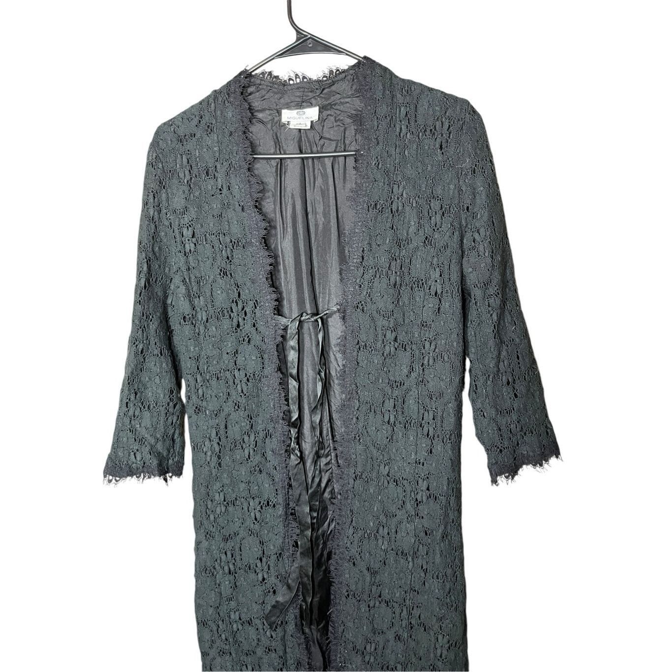 Other Miguelina Black Crochet Long Line Cardigan Duster Size Large Size L / US 10 / IT 46 - 2 Thumbnail