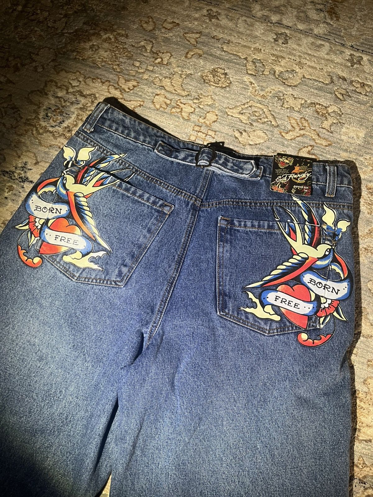 Ed Hardy ED HARDY BAGGY GRAPHIC BUCKLE BACK JEANS 34x32 NWT Size US 34 / EU 50 - 3 Thumbnail