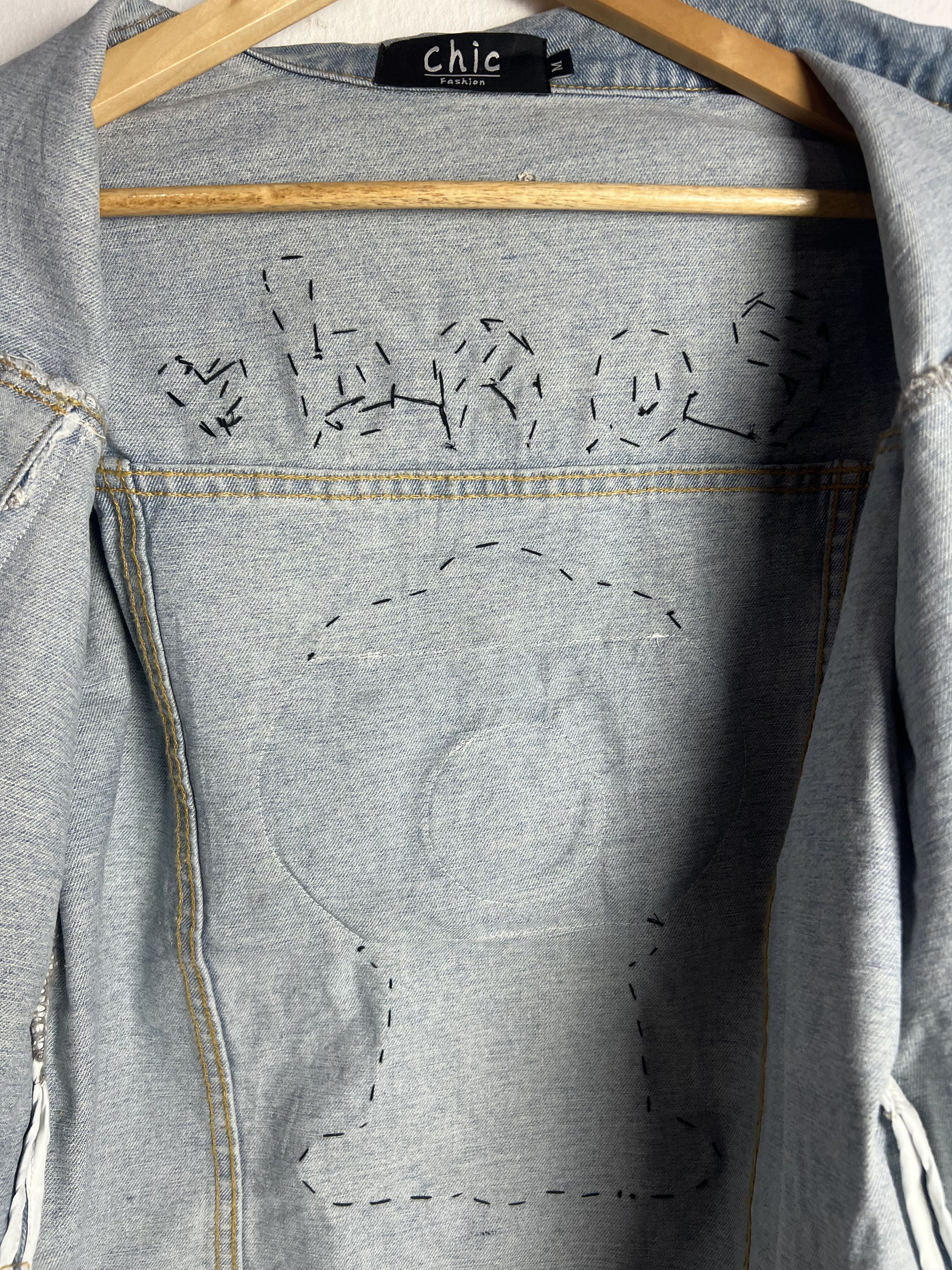 If Six Was Nine Big Happy Smiley Face Patches Light Wash Denim Jacket Size US M / EU 48-50 / 2 - 11 Thumbnail