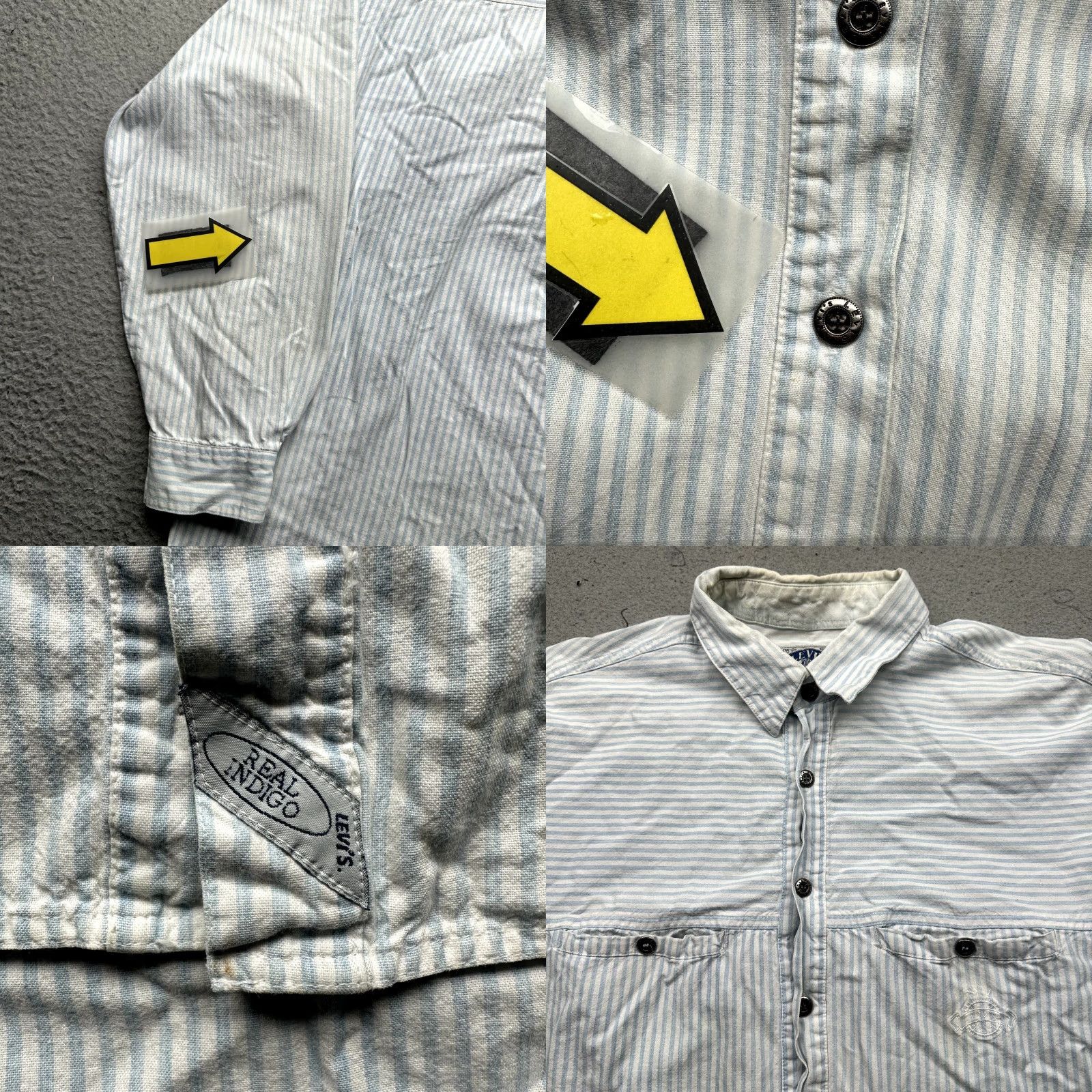 Levi's VINTAGE Levi's Real Indigo Blue Striped Button Long Sleeve Shirt Mens Large Size US L / EU 52-54 / 3 - 8 Thumbnail