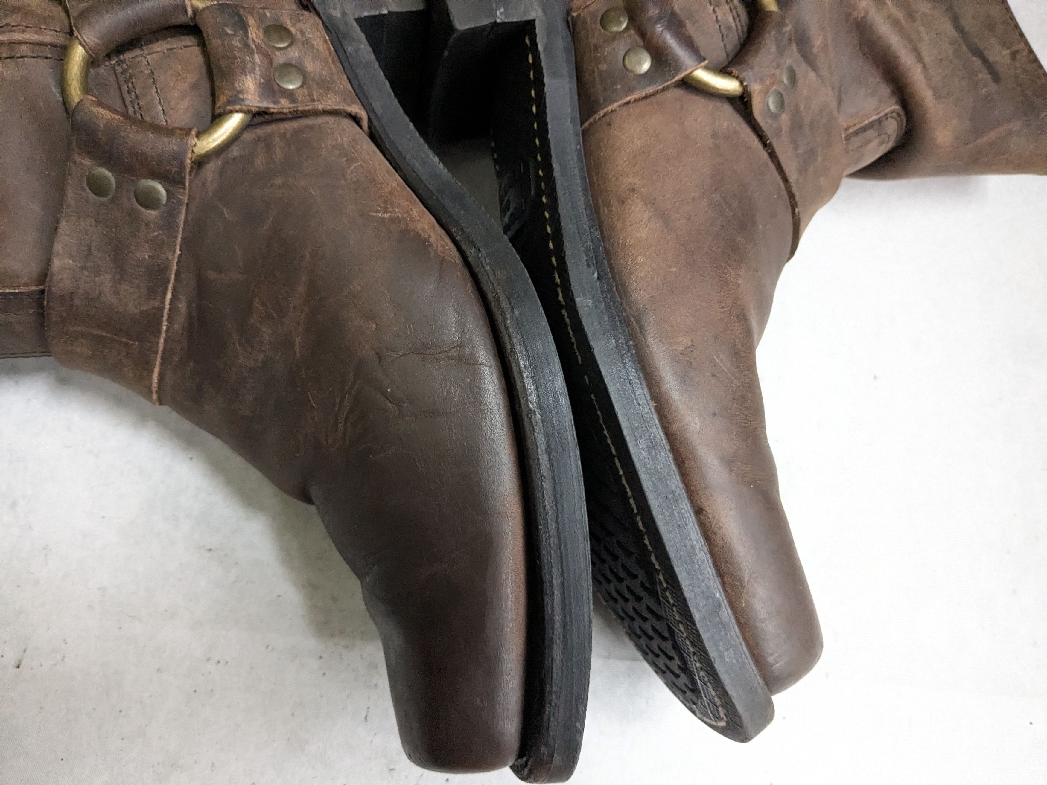 Frye Frye Harness Boots Brown 10.5 M Leather Buckle Strap Size US 10.5 / EU 43-44 - 9 Thumbnail