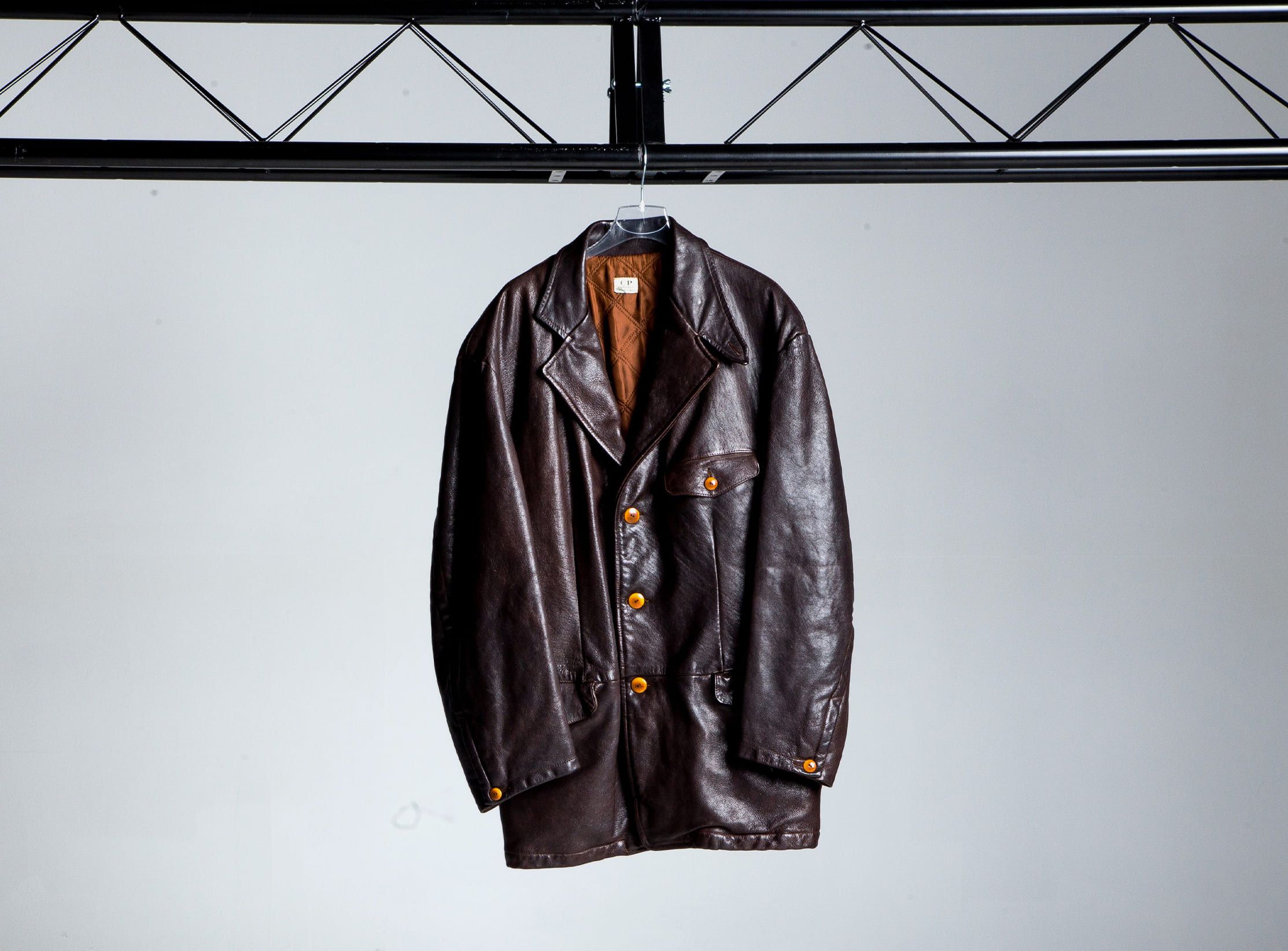 image of C P Company C.p Company "ideas From Massimo Osti" Leather Coat in Brown, Men's (Size Large)