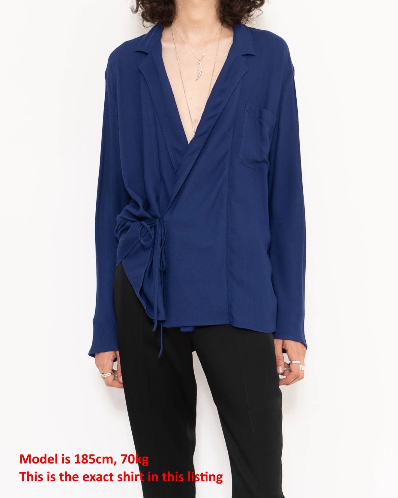 Haider Ackermann FW19 Sample Blue Kimono Drape Shirt Size US S / EU 44-46 / 1 - 7 Thumbnail