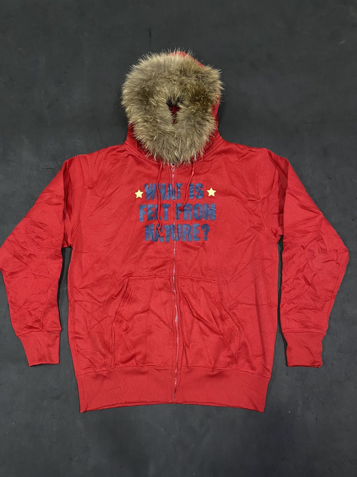 image of Hysteric Glamour x If Six Was Nine Gold Japanese Furhoodie Ifsixwas Styled in Red (Size Large)