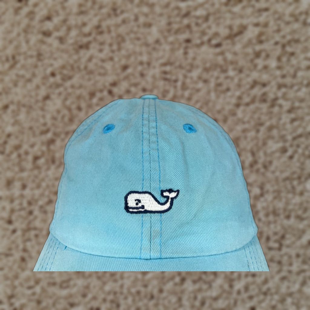Vineyard Vines Vineyard Vines Hat Cap Strap Back Adult One Size Blue Embroidered Whale Cotton Baseball Cap Mens Size ONE SIZE - 1 Thumbnail