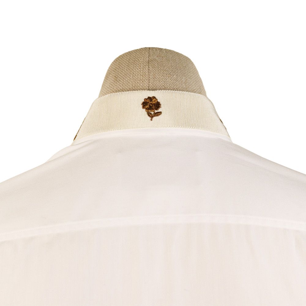 Gucci Gucci Ivory Cotton Shirt with Gold Bee & Snake Embroidery Size US M / EU 48-50 / 2 - 5 Thumbnail