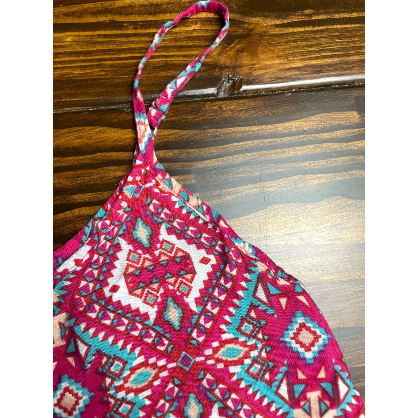 Pinko Santiki Tank Top Women's Small Pink Blue White Geometric Aztec Spaghetti Strap Tank Shirt Size S / US 4 / IT 40 - 4 Thumbnail