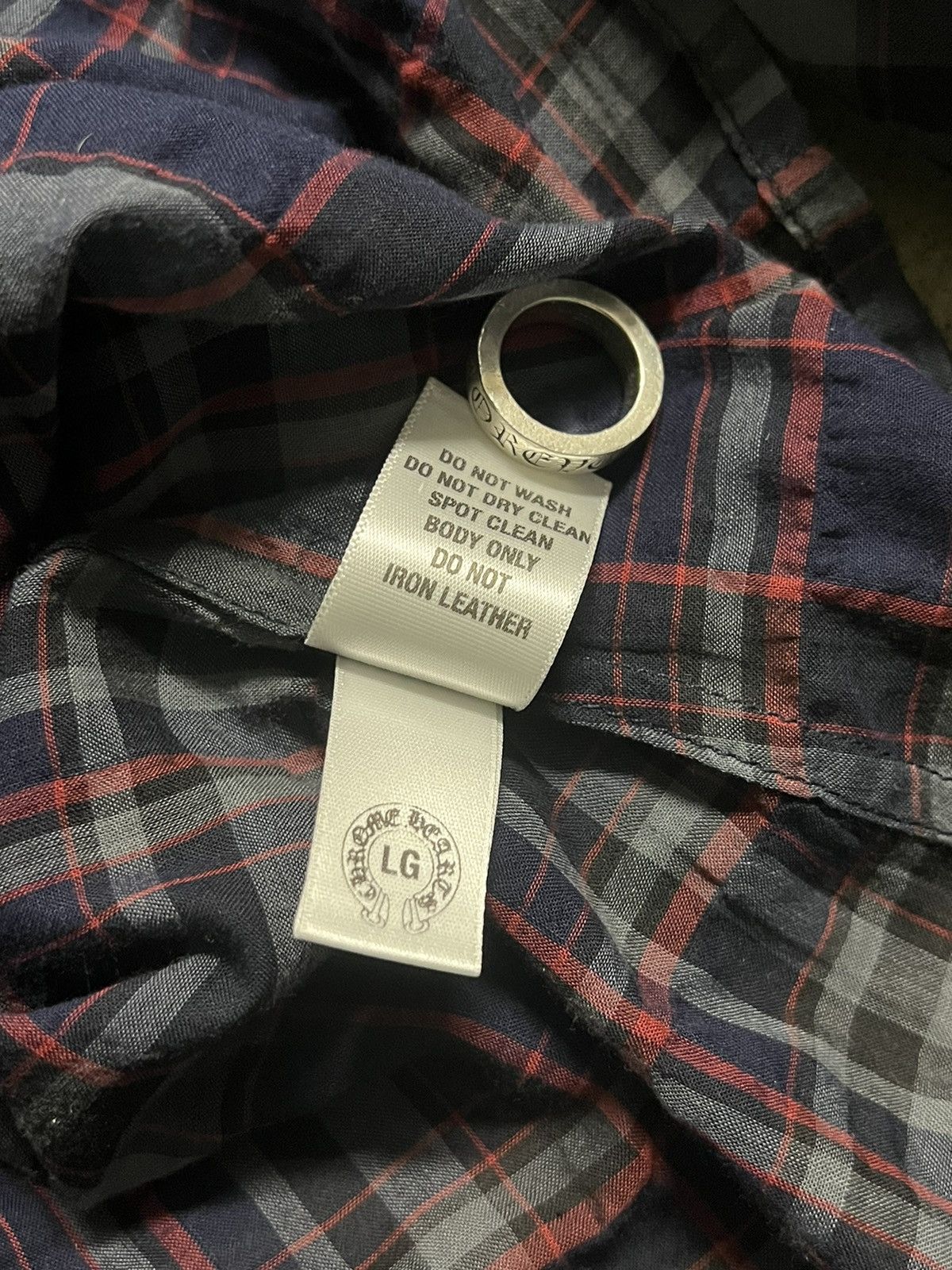 Chrome Hearts 2000s Chrome Hearts Leather “Fleur De Lis” Patch Flannel Size US L / EU 52-54 / 3 - 10 Thumbnail