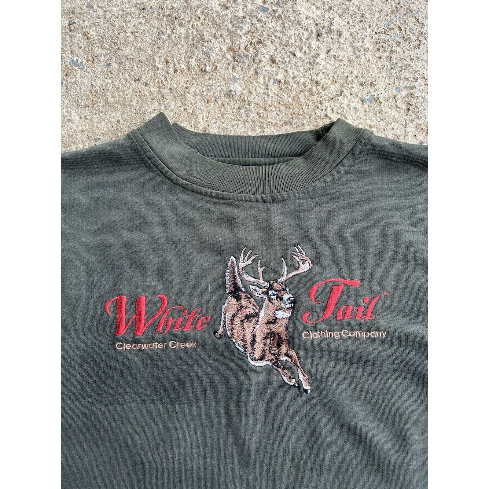 Vintage Vintage Y2K White Tail Embroidered Deer Green Sweatshirt Size US L / EU 52-54 / 3 - 2 Thumbnail