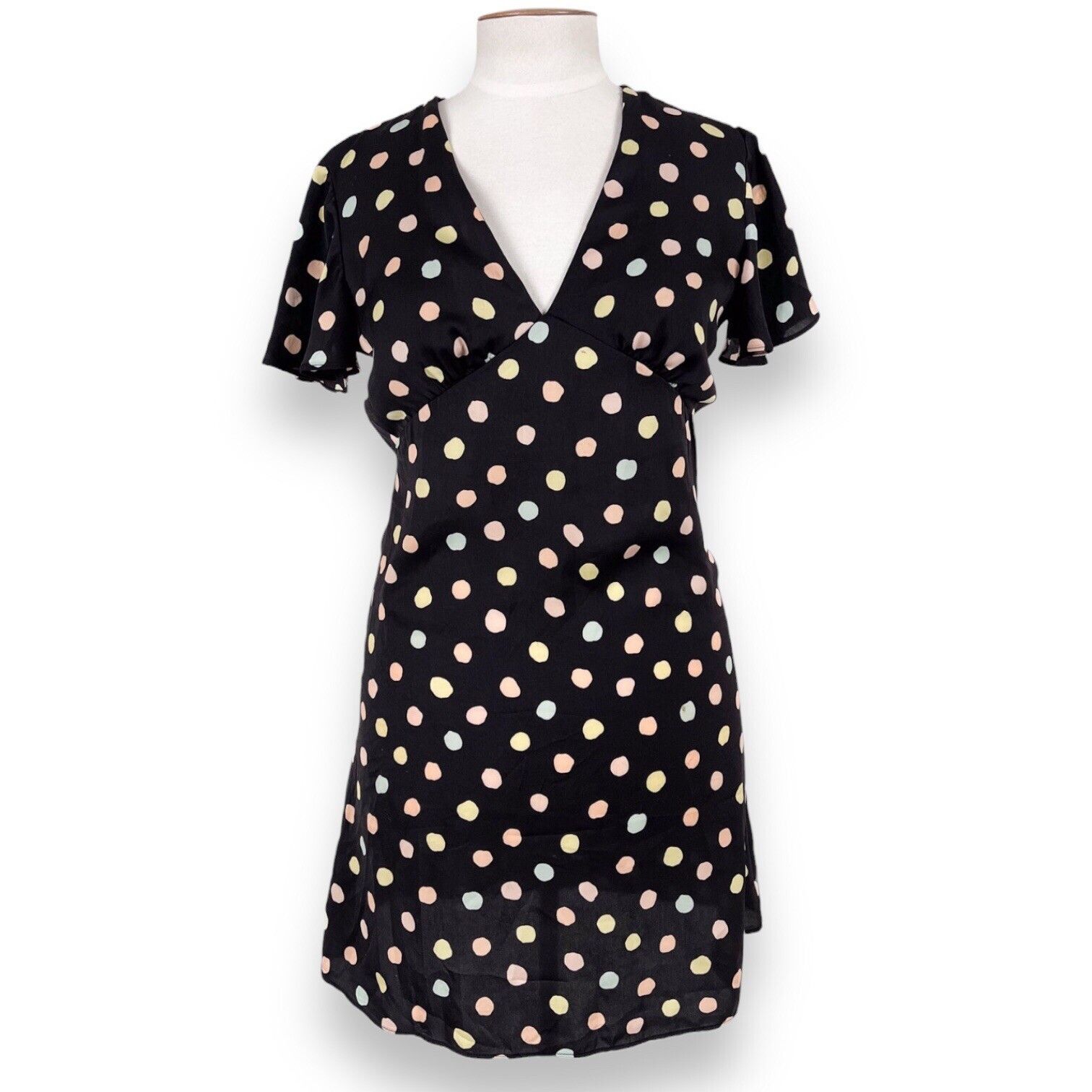 Mango Mango Y2K Black Spotted Dress Sz 4 Spotty Empire Bust Line Size S / US 4 / IT 40 - 1 Thumbnail