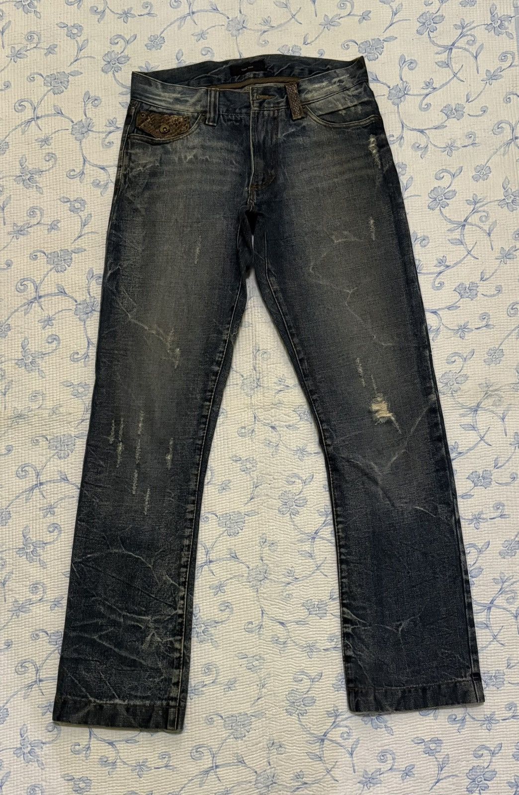 Global Work × Vintage Japanese Global Work Streetwear Flared Distressed Denim Size US 32 / EU 48 - 2 Thumbnail