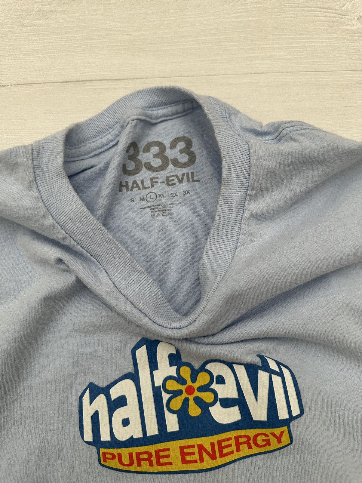 Half Evil Half Evil Baby Blue Pure Energy Flower Petal Logo Tee Large Size US L / EU 52-54 / 3 - 4 Thumbnail