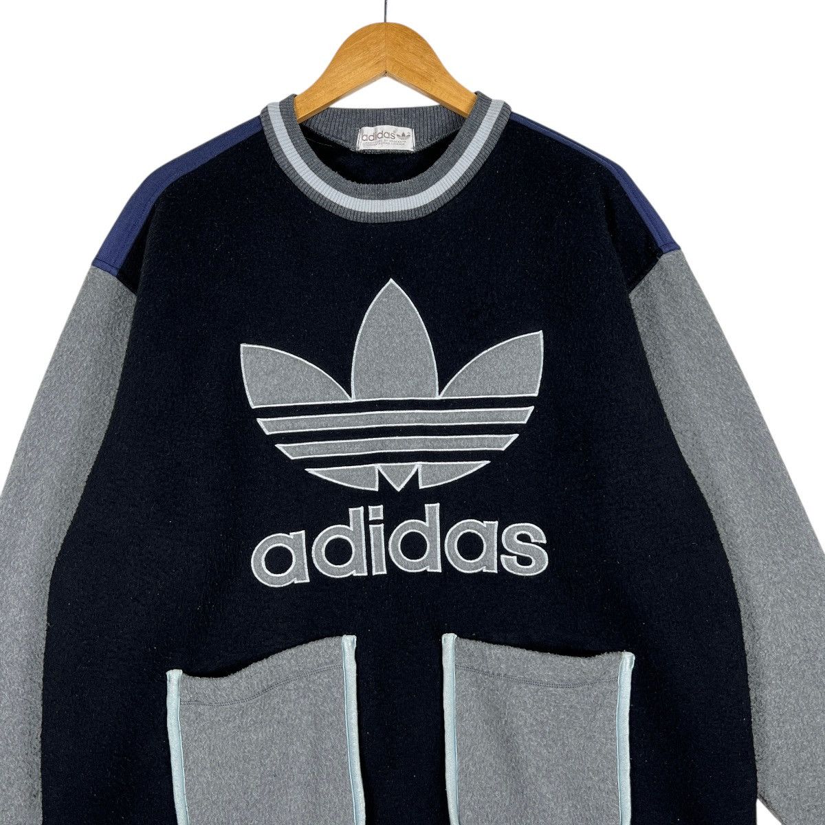 Adidas 🔥 90s Vintage Adidas Big Logo Fleece Jumper Pocket Size US M / EU 48-50 / 2 - 4 Thumbnail