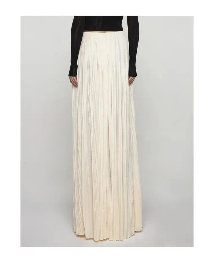 Saint Laurent Paris oc11z0226 780001 Long Pleated Skirt in Jersey in Creme Size 27" / US 4 / IT 40 - 4 Thumbnail