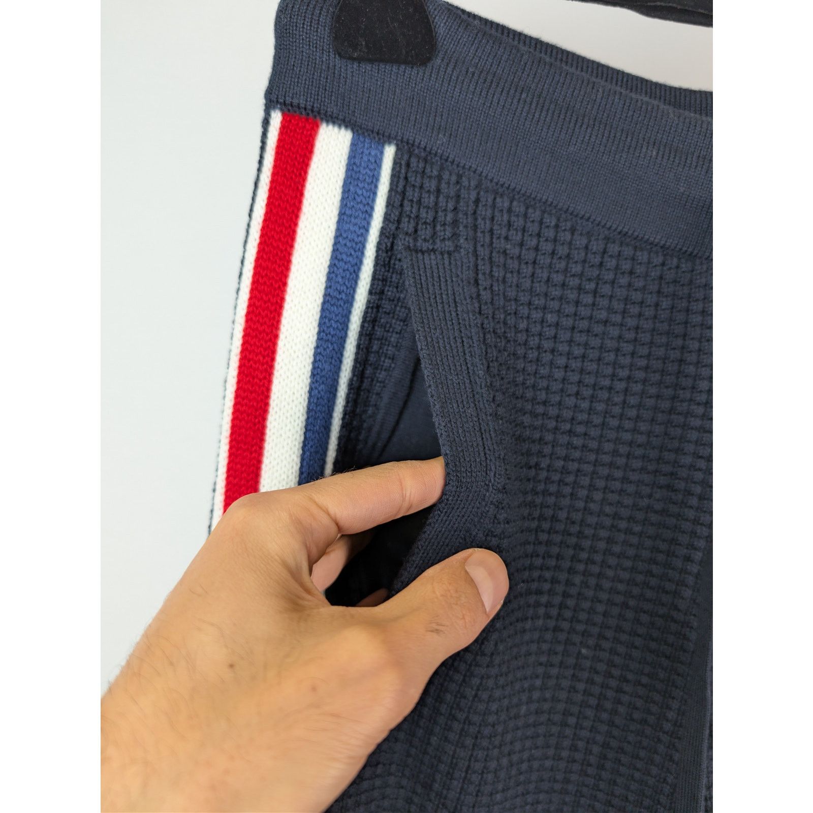 Moncler × Palm Angels o1rshd1 Knitwear Racing Track Pants in Navy Blue / White Size US 38 / EU 54 - 7 Thumbnail