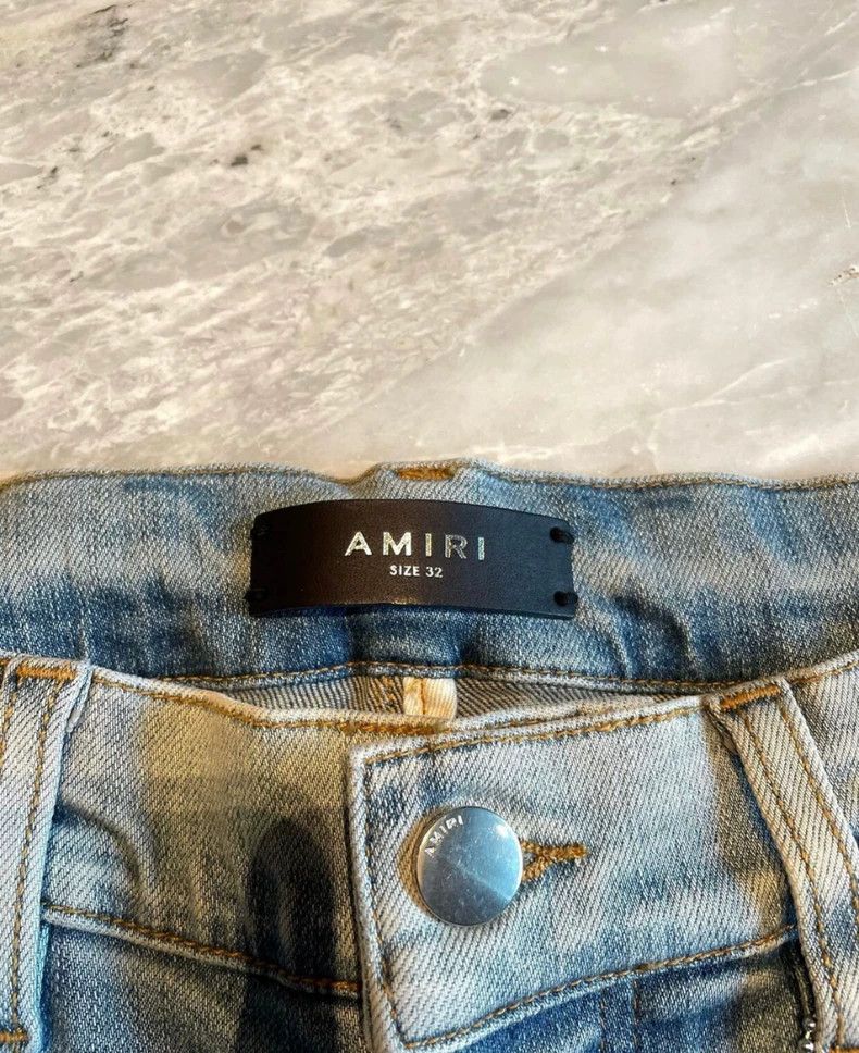 Amiri Amiri gradient rainbow patched blue denim pants Size US 32 / EU 48 - 2 Thumbnail