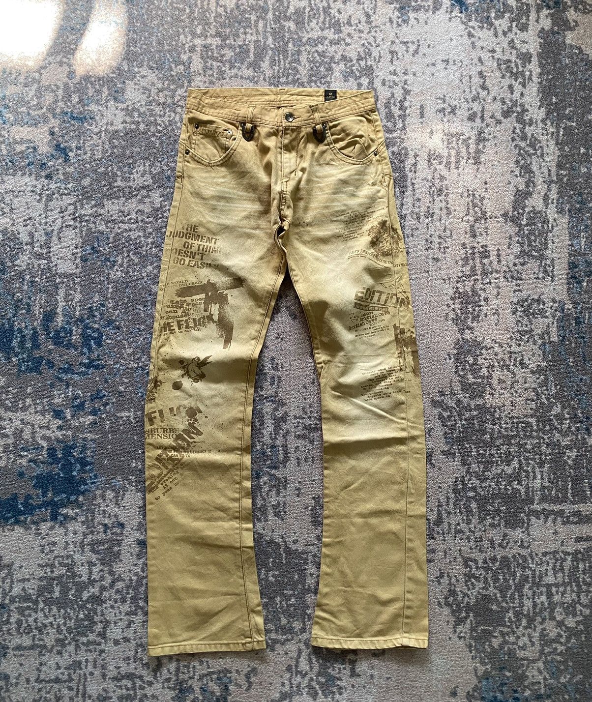 If Six Was Nine Y2K Semantic Design Flared Jeans Size US 29 - 1 Thumbnail