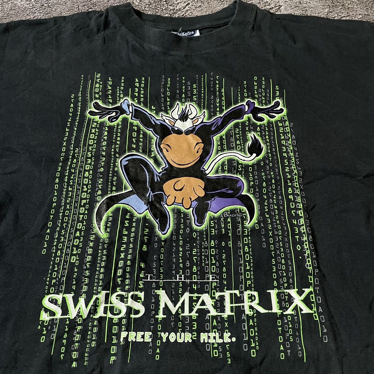 Vintage Vintage Y2K ADULT “ SWISS MATRIX COW HUMOR “ FUNNY TEE Size US L / EU 52-54 / 3 - 5 Thumbnail