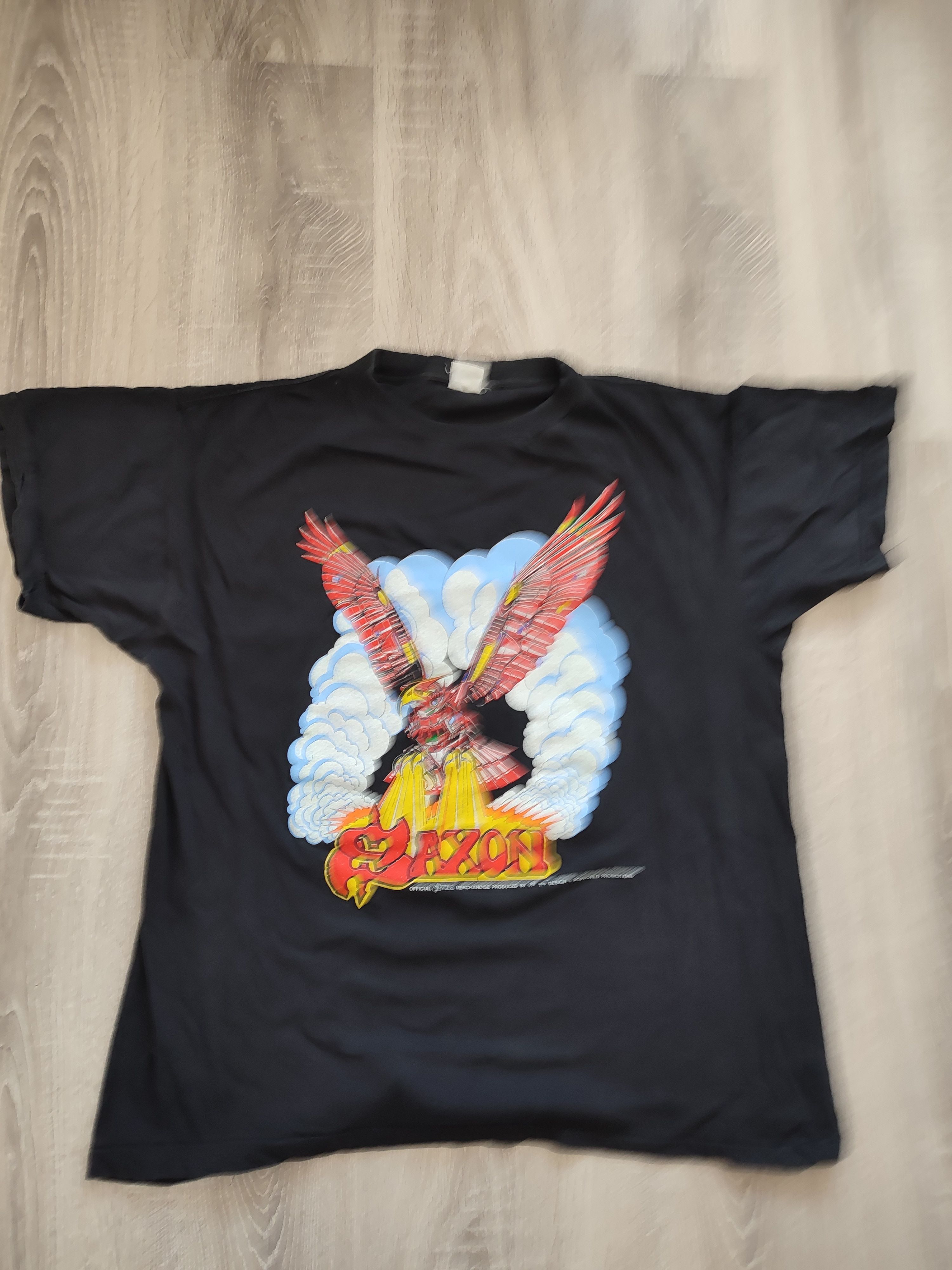 Vintage Vintage Saxon Solid Ball Of Rock t shirt size L Size US L / EU 52-54 / 3 - 3 Thumbnail