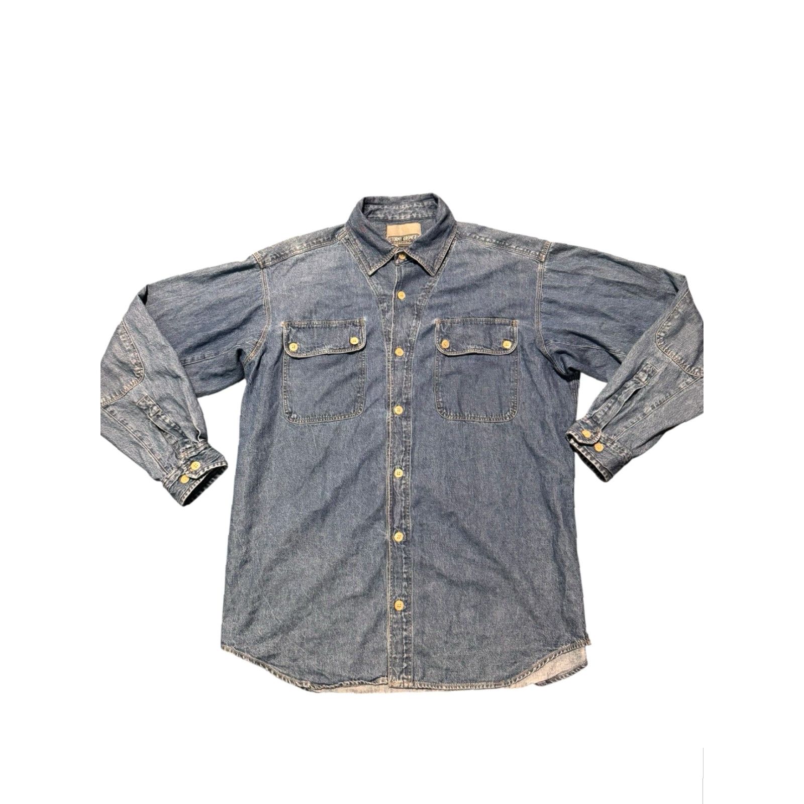 Vintage Stormy Kromer Denim Shirt Jacket Mens L Cotton Button Up Field Shacket HTF Denim Shirt Jacket L Blue Pockets Vintage? No (but vintage is No). Size US L / EU 52-54 / 3 - 2 Thumbnail